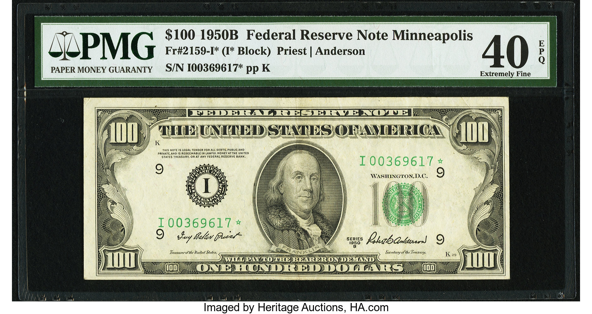 1950B $100 Replacement, Minneapolis (Fr. 2159I*)