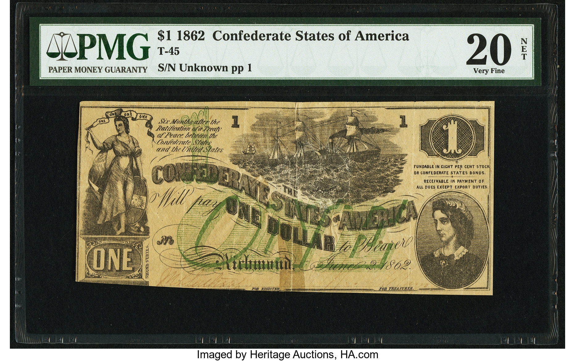 image for: T45 $1 1862 PMG Very Fine 20 Net....