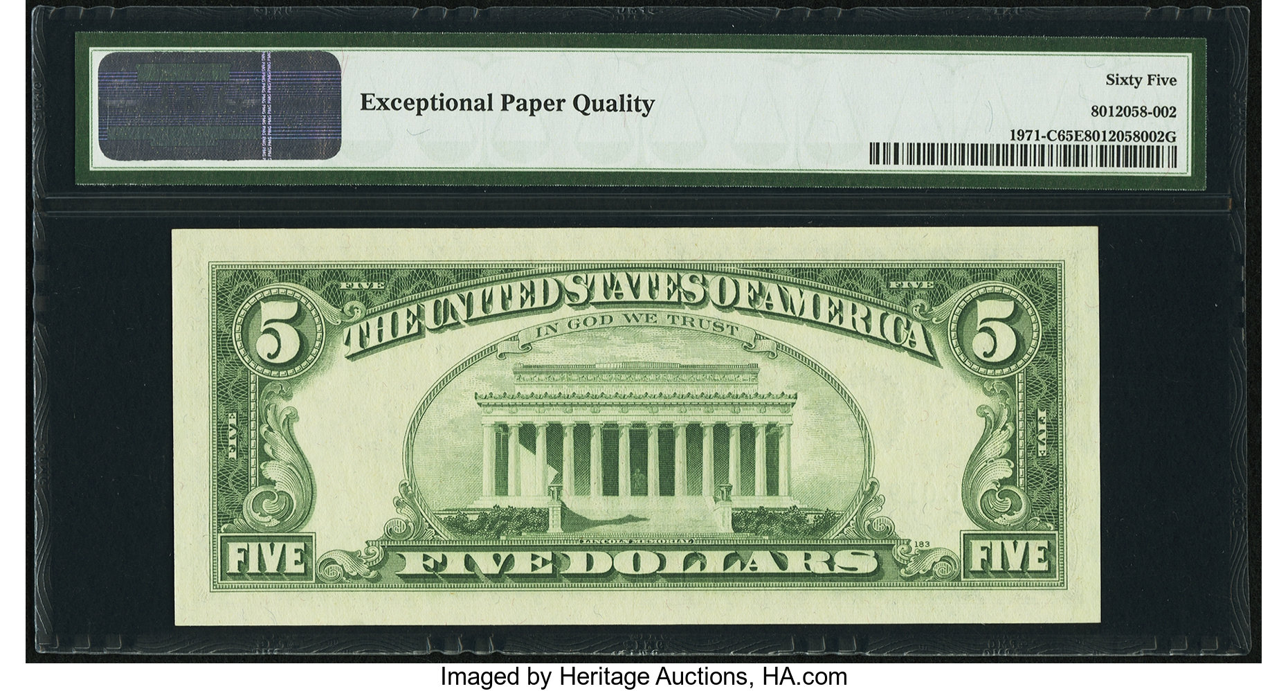 image for: Fr. 1971-C $5 1969B Federal Reserve Note. PMG Gem Uncirculated 65 EPQ....