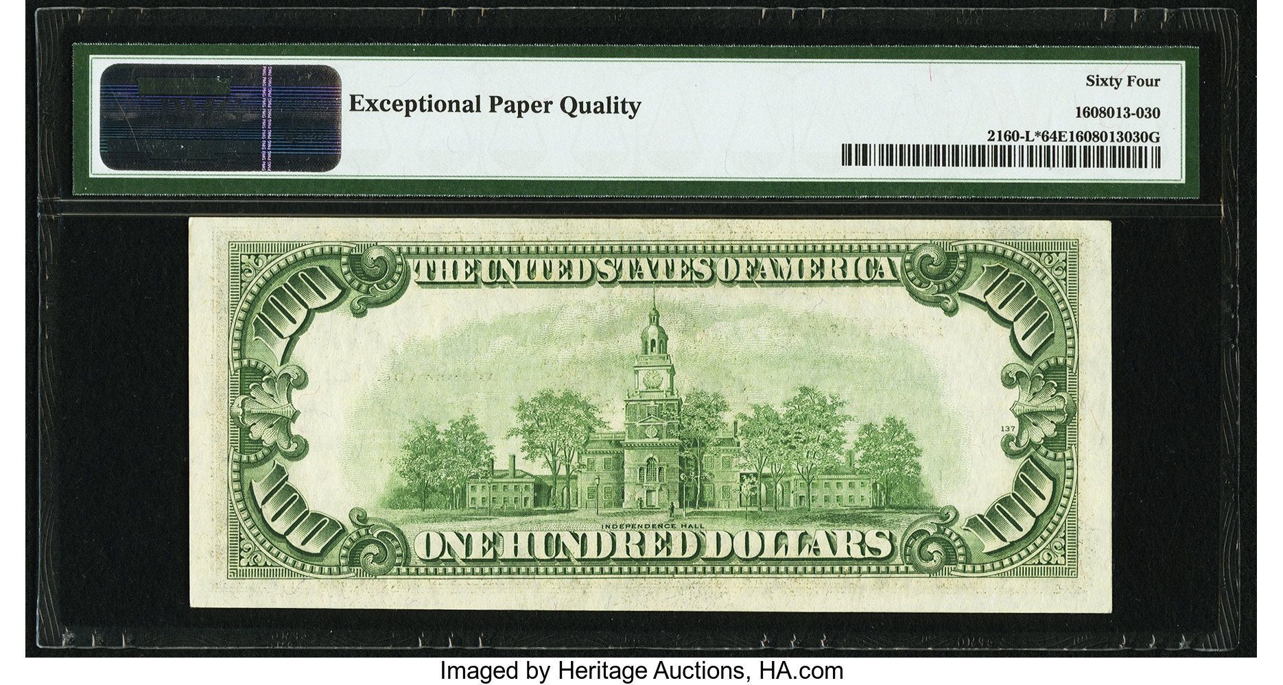image for: Fr. 2160-L* $100 1950C Federal Reserve Note. PMG Choice Uncirculated 64 EPQ....