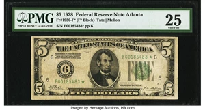 image for: Fr. 1950-F* $5 1928 Federal Reserve Note. PMG Very Fine 25....