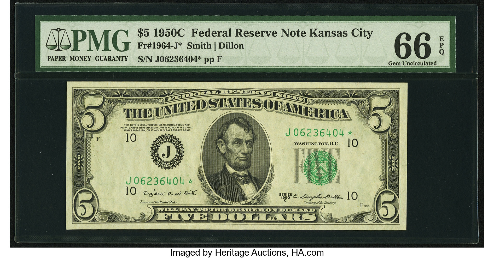 1950C $5 Replacement, Kansas City (Fr. 1964J*)