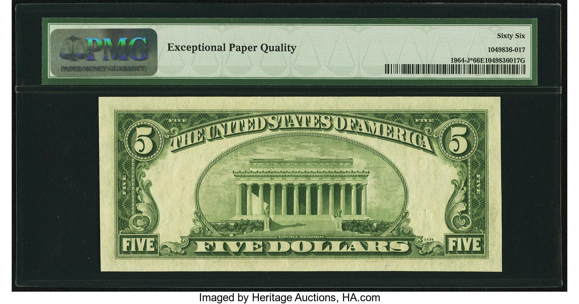 image for: Fr. 1964-J* $5 1950C Federal Reserve Note. PMG Gem Uncirculated 66 EPQ....