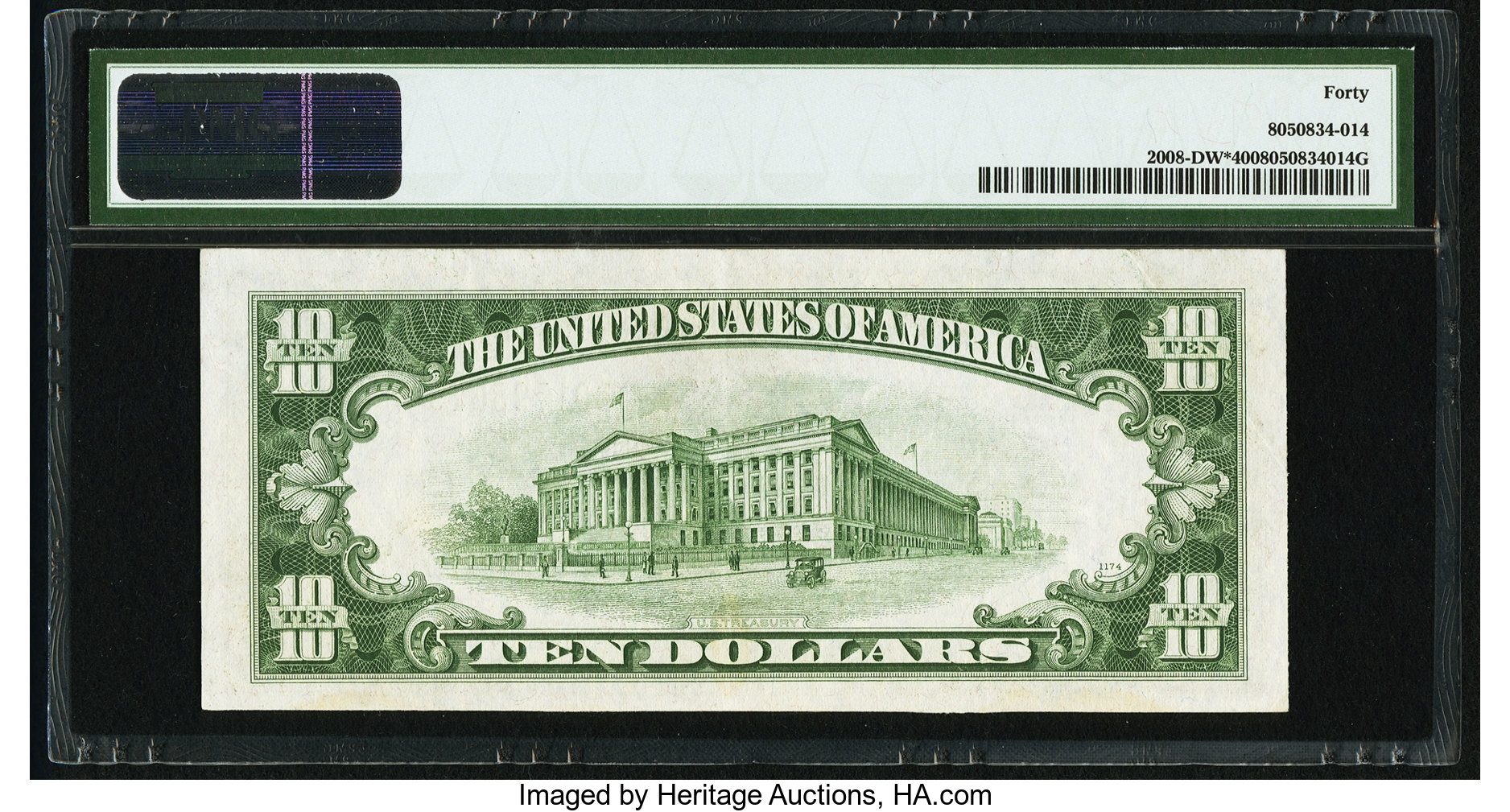 image for: Fr. 2008-D* $10 1934C Wide Federal Reserve Note. PMG Extremely Fine 40....