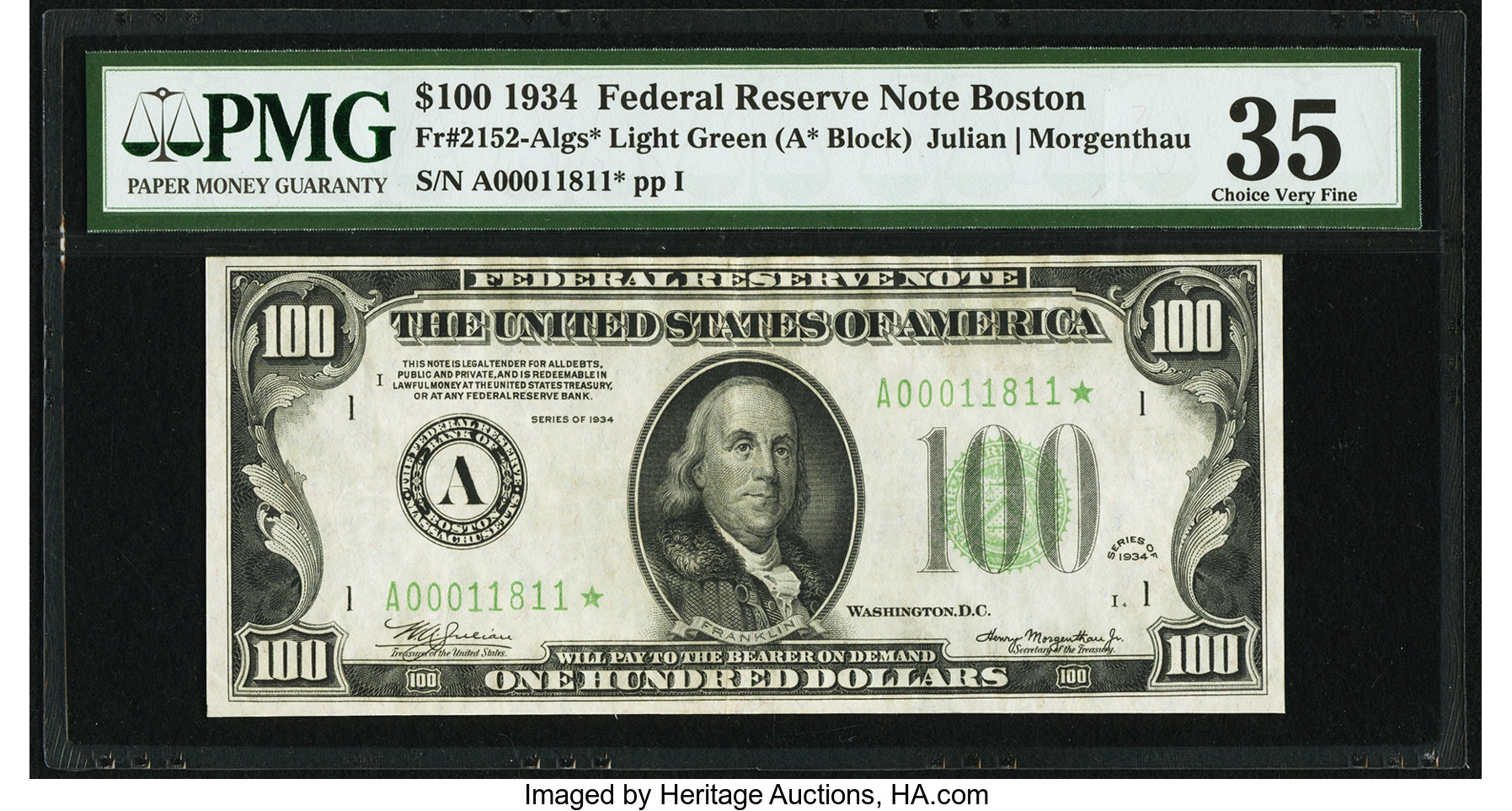 1934 $100 Replacement, Boston (Fr. 2152A*)