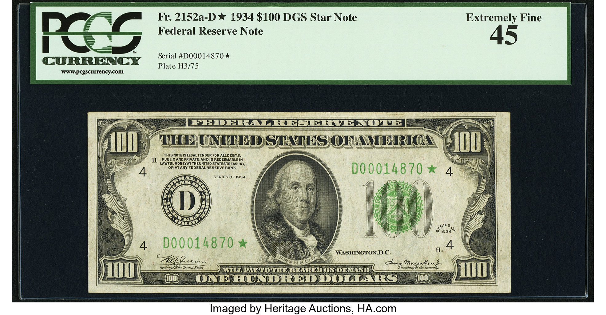 1934 $100 Replacement, Cleveland (Fr. 2152D*)