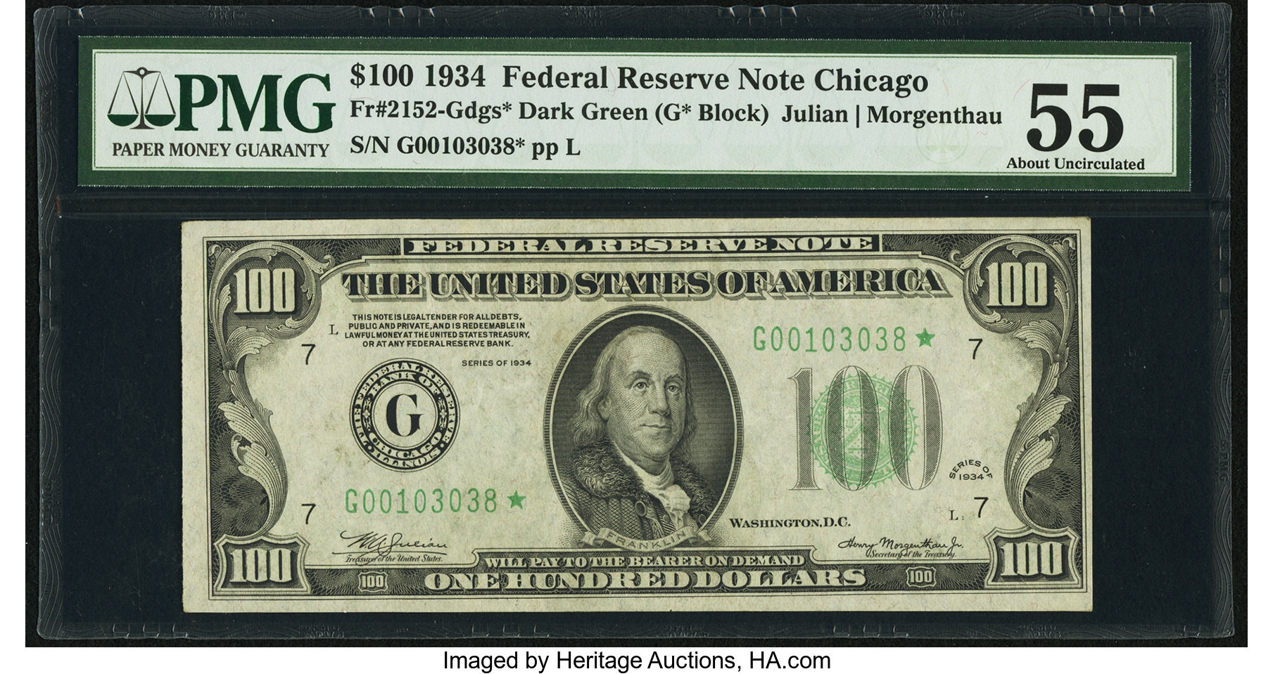 1934 $100 Replacement, Chicago (Fr. 2152G*)