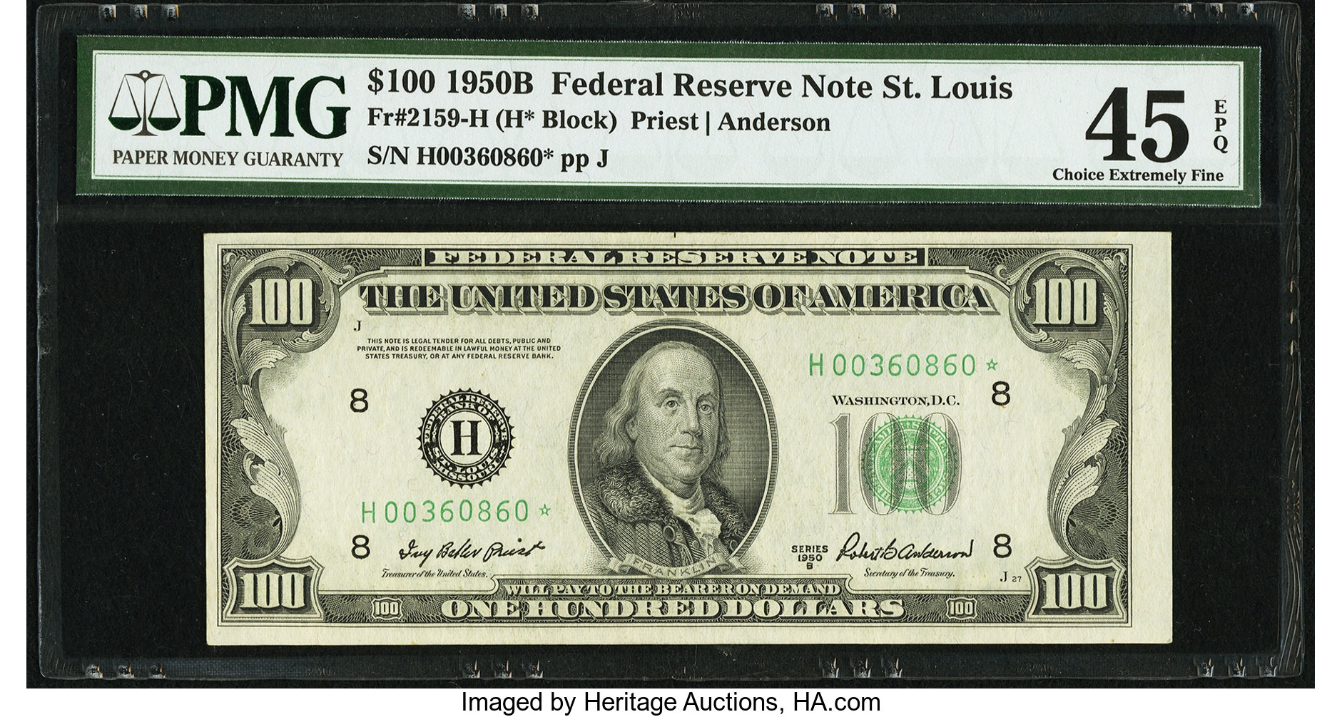 image for: Fr. 2159-H* $100 1950B Federal Reserve Note. PMG Choice Extremely Fine 45 EPQ....