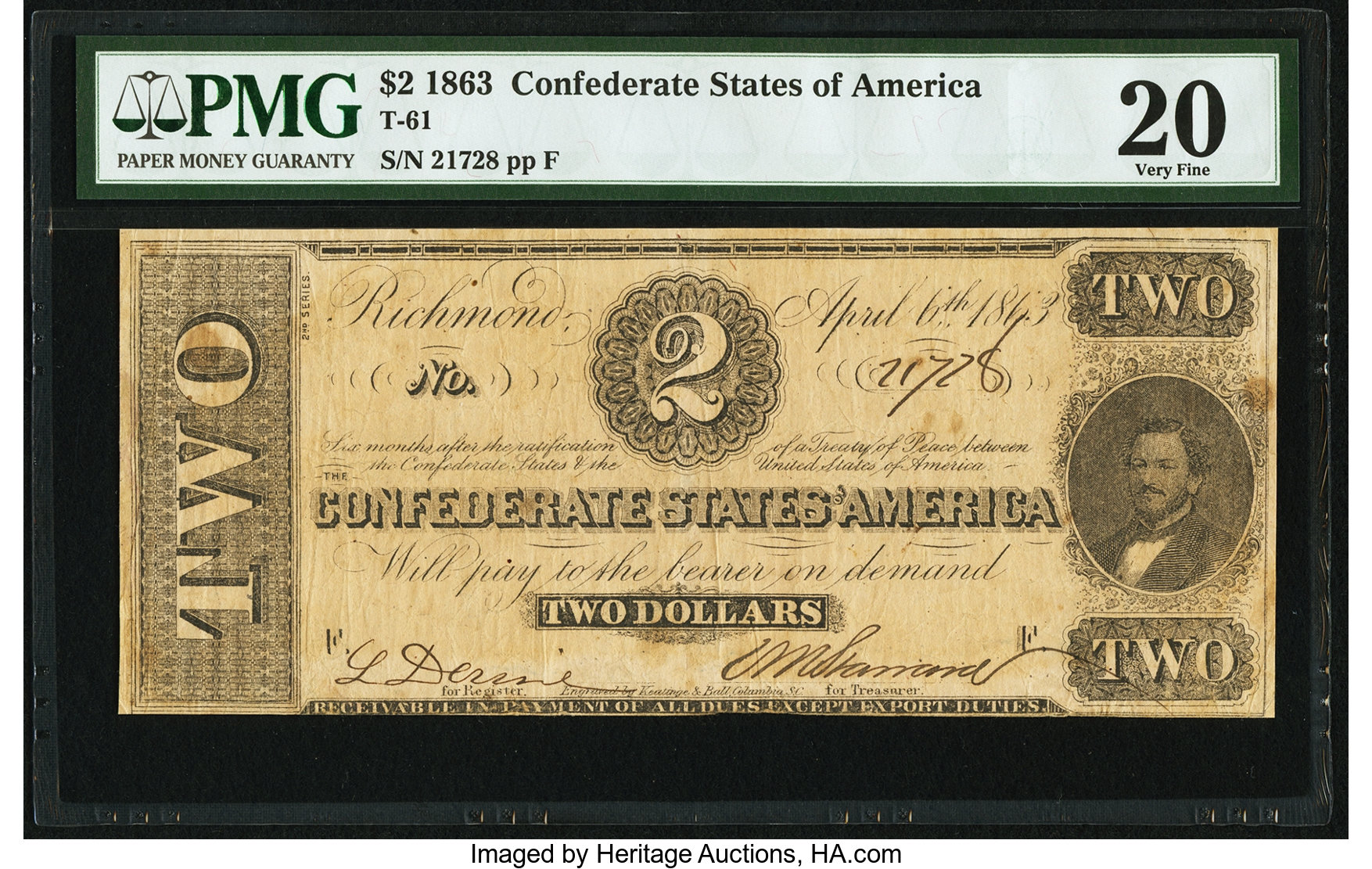 image for: T61 $2 1863 PF-6 Cr. 471 PMG Very Fine 20....