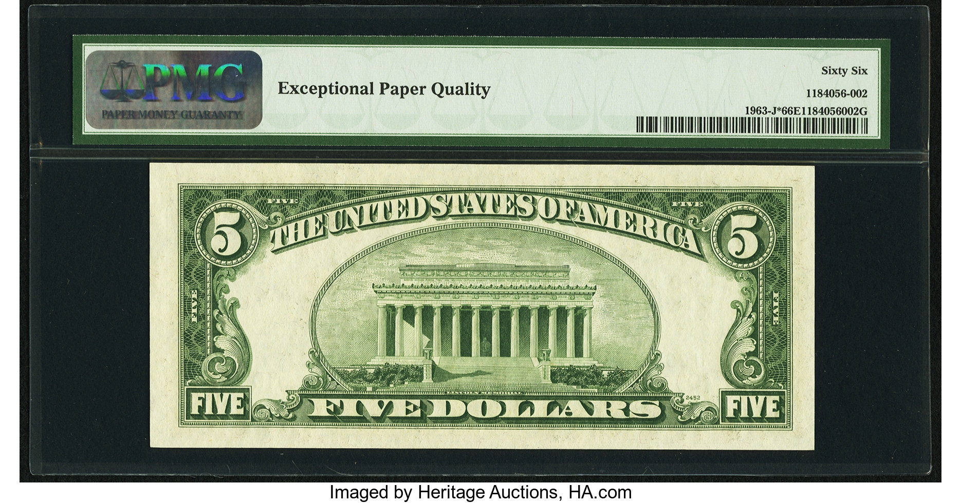 image for: Fr. 1963-J* $5 1950B Federal Reserve Note. PMG Gem Uncirculated 66 EPQ....