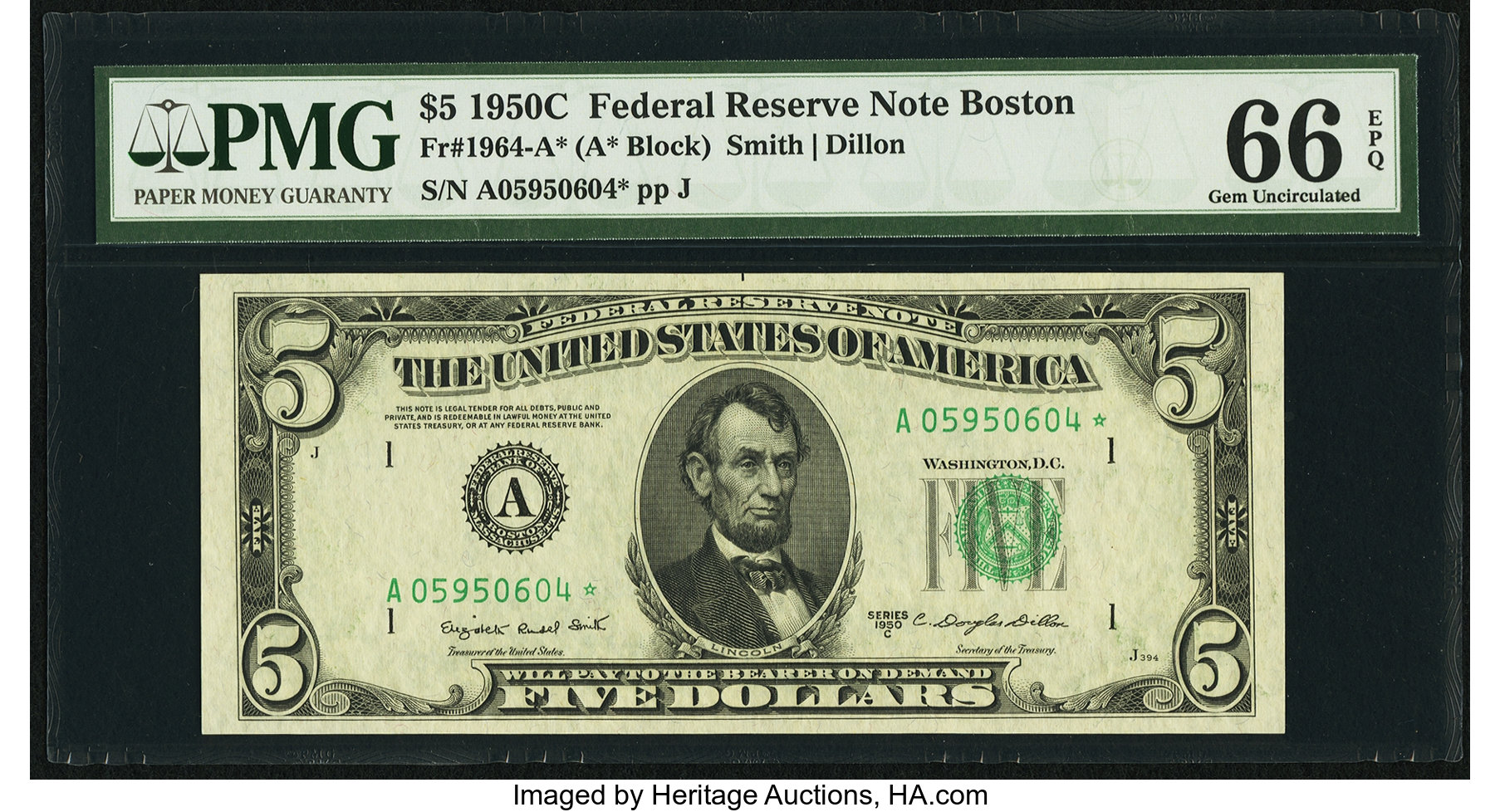 1950C $5 Replacement, Boston (Fr. 1964A*)