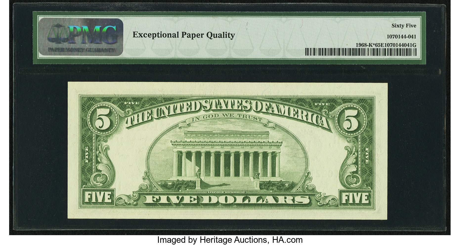 image for: Fr. 1968-K* $5 1963A Federal Reserve Note. PMG Gem Uncirculated 65 EPQ....