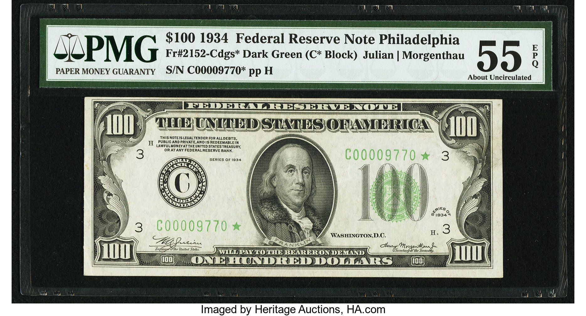1934 $100 Replacement, Philadelphia (Fr. 2152C*)