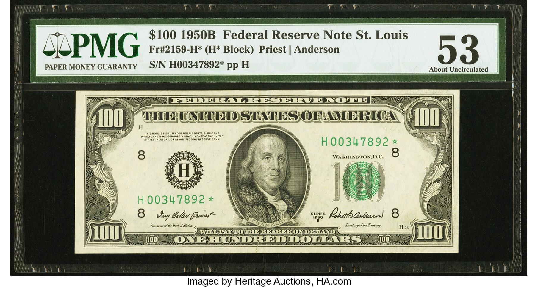 1950B $100 Replacement, St. Louis (Fr. 2159H*)