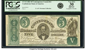 image for: CT33/250C Counterfeit $5 1861 PCGS Apparent Very Fine 30....