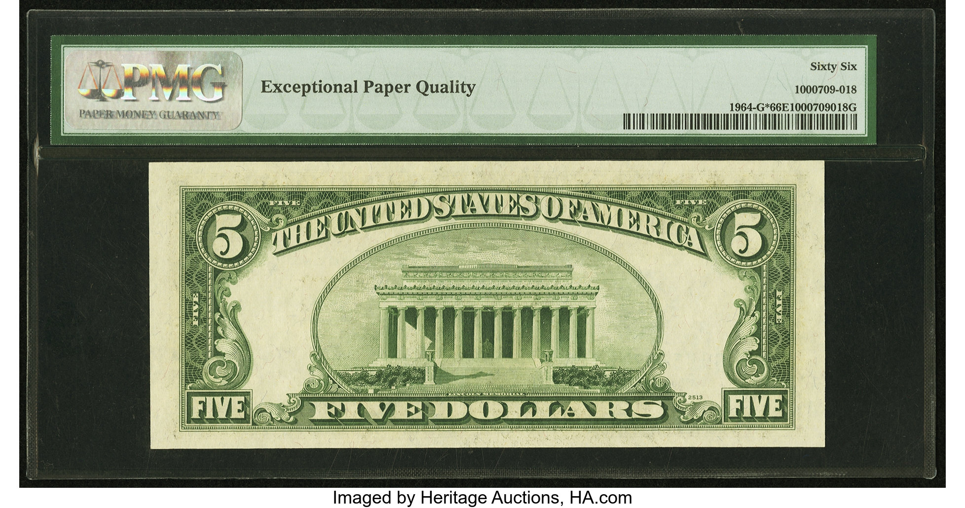image for: Fr. 1964-G* $5 1950C Federal Reserve Note. PMG Gem Uncirculated 66 EPQ....