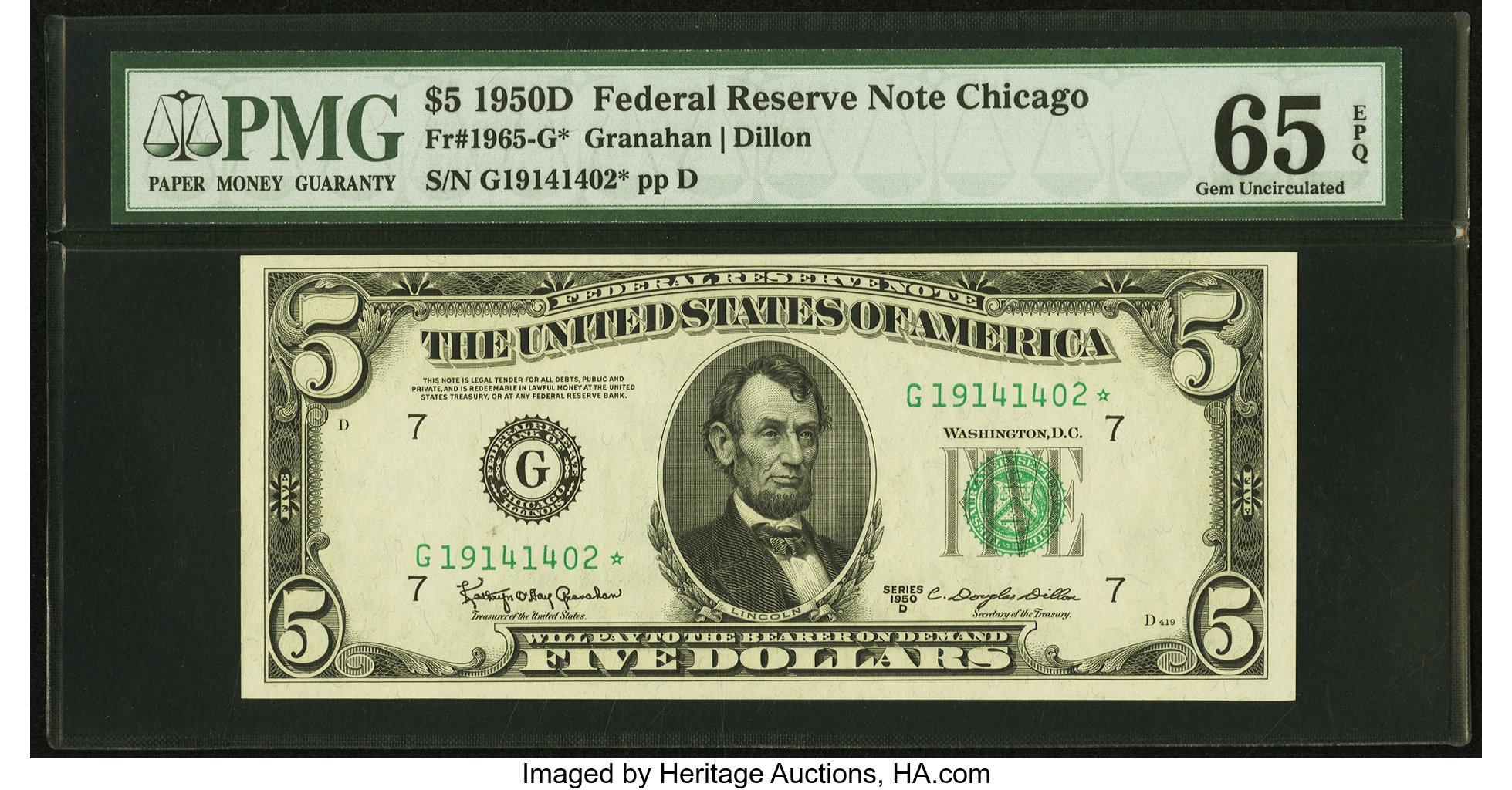 1950D $5 Replacement, Chicago (Fr. 1965G*)