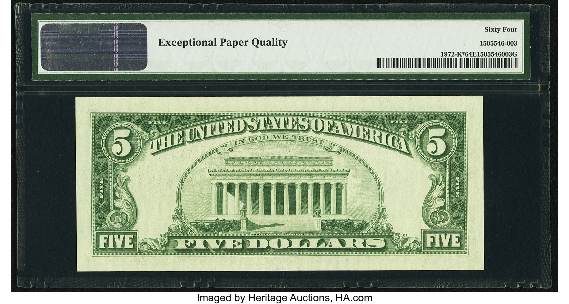 image for: Fr. 1972-K* $5 1969C Federal Reserve Note. PMG Choice Uncirculated 64 EPQ....