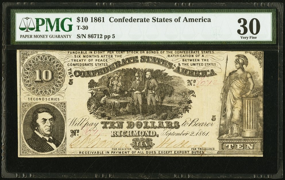 image for: T30 $10 1861 PF-3 Cr. 239 PMG Very Fine 30....