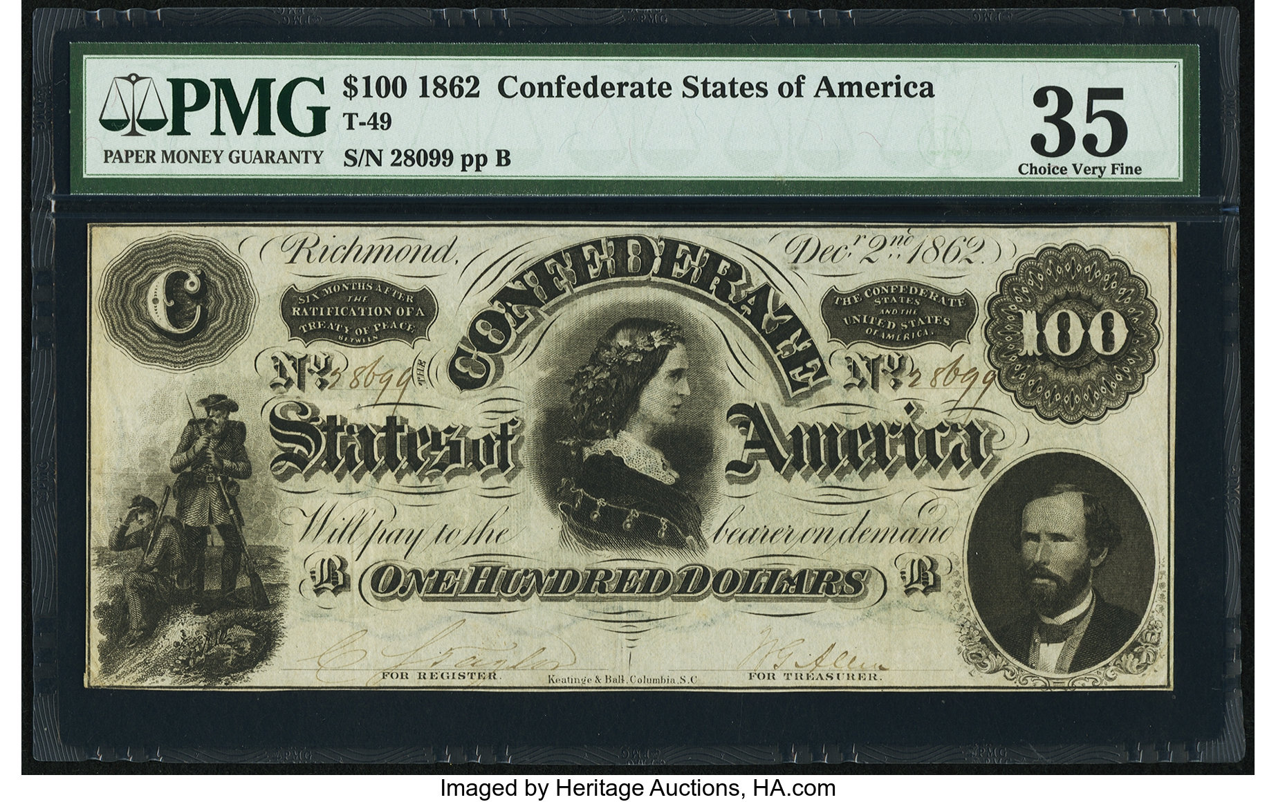image for: T49 $100 1862 PF-2 Cr. 348 PMG Choice Very Fine 35....