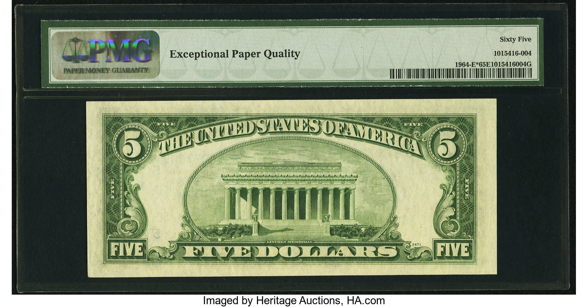 image for: Fr. 1964-E* $5 1950C Federal Reserve Note. PMG Gem Uncirculated 65 EPQ....