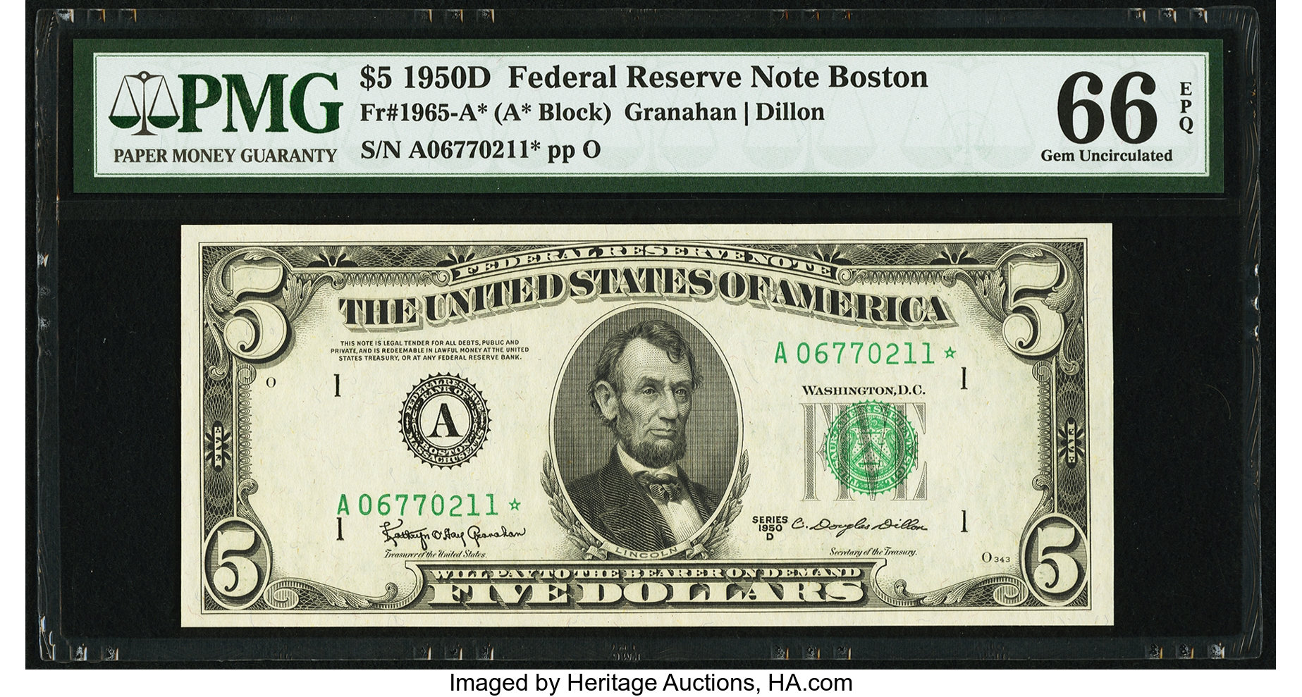 1950D $5 Replacement, Boston (Fr. 1965A*)