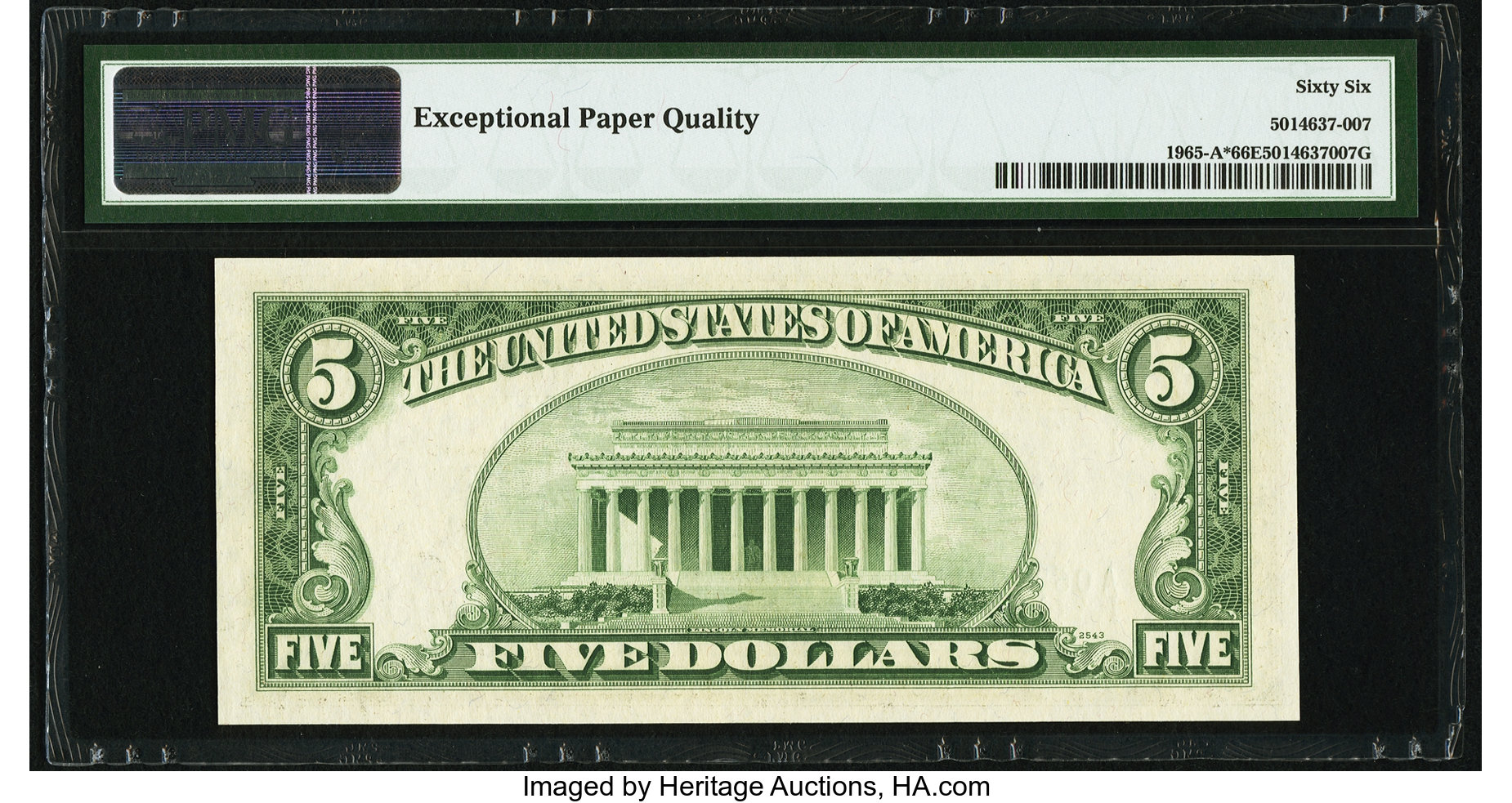 image for: Fr. 1965-A* $5 1950D Federal Reserve Note. PMG Gem Uncirculated 66 EPQ....