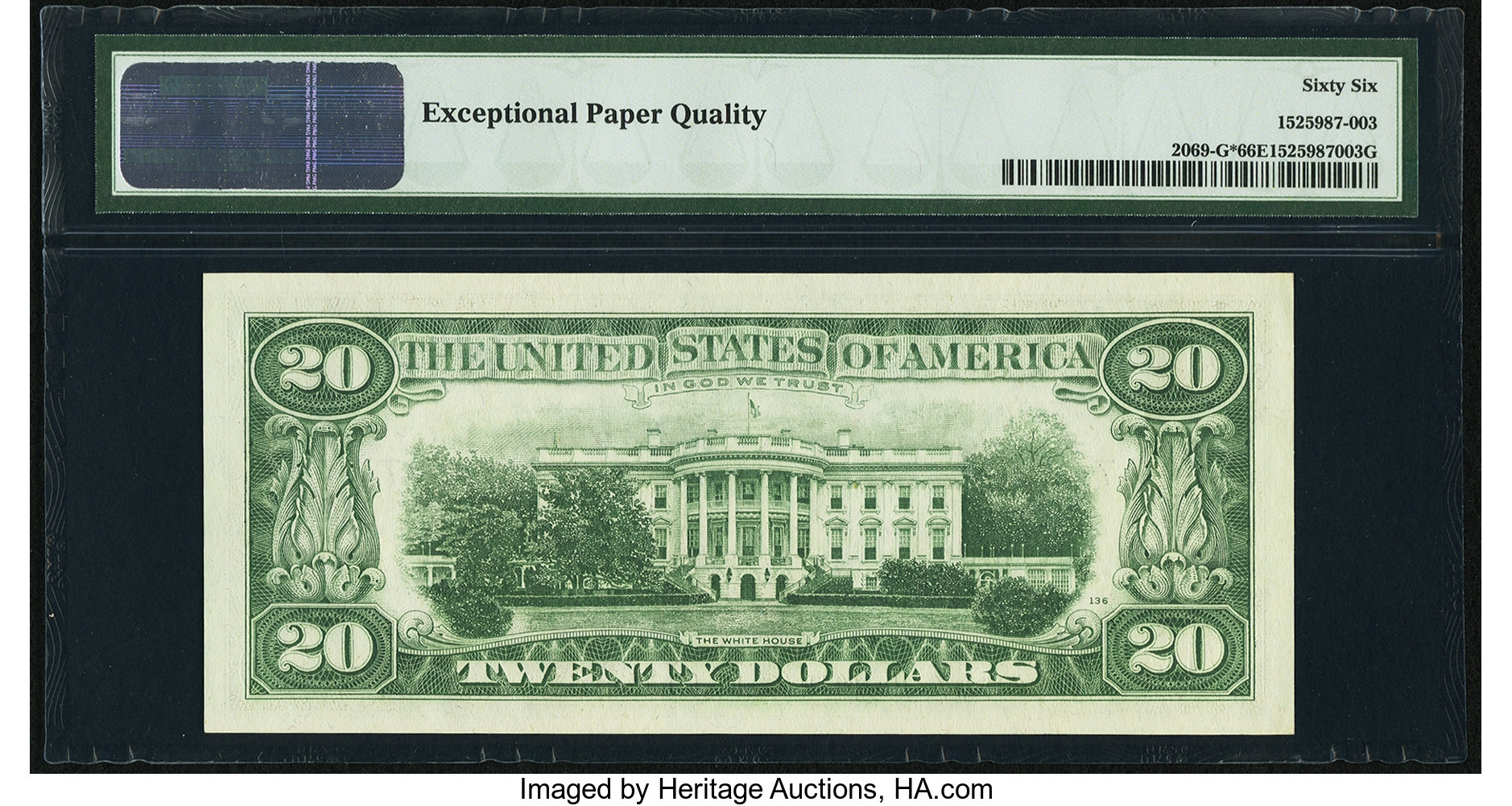 image for: Fr. 2069-G* $20 1969B Federal Reserve Note. PMG Gem Uncirculated 66 EPQ....