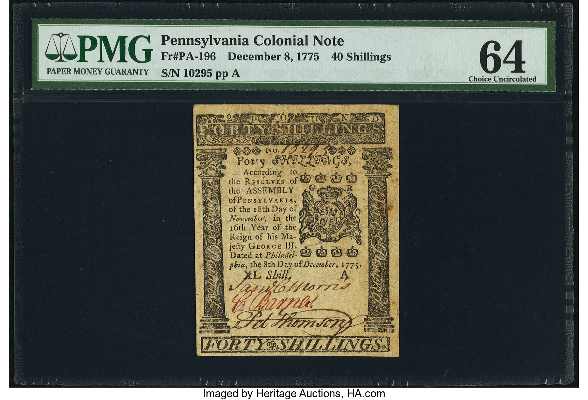 Dec 8, 1775 40s Pennsylvania (Fr. PA196)