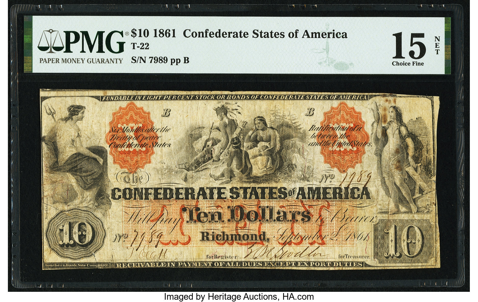 image for: T22 $10 1861 PF-1 Cr. 151 PMG Choice Fine 15 Net....