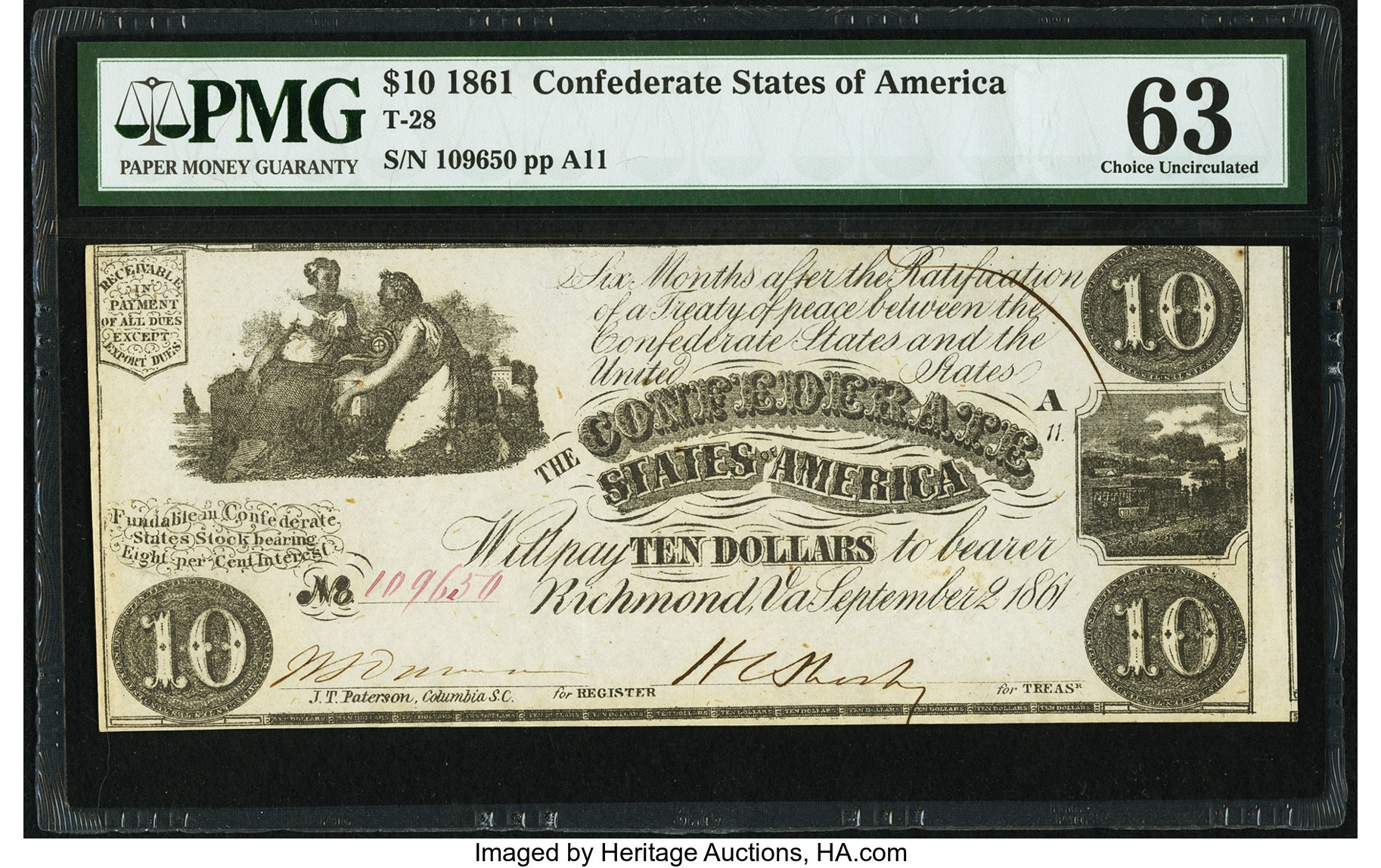 image for: T28 $10 1861 PF-10 Cr. 236B PMG Choice Uncirculated 63....