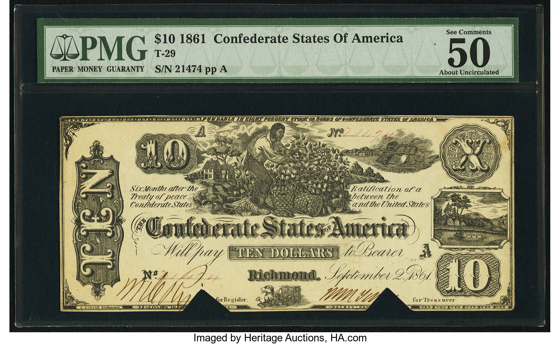 image for: T29 $10 1861 PF-1 Cr. 237 PMG About Uncirculated 50....