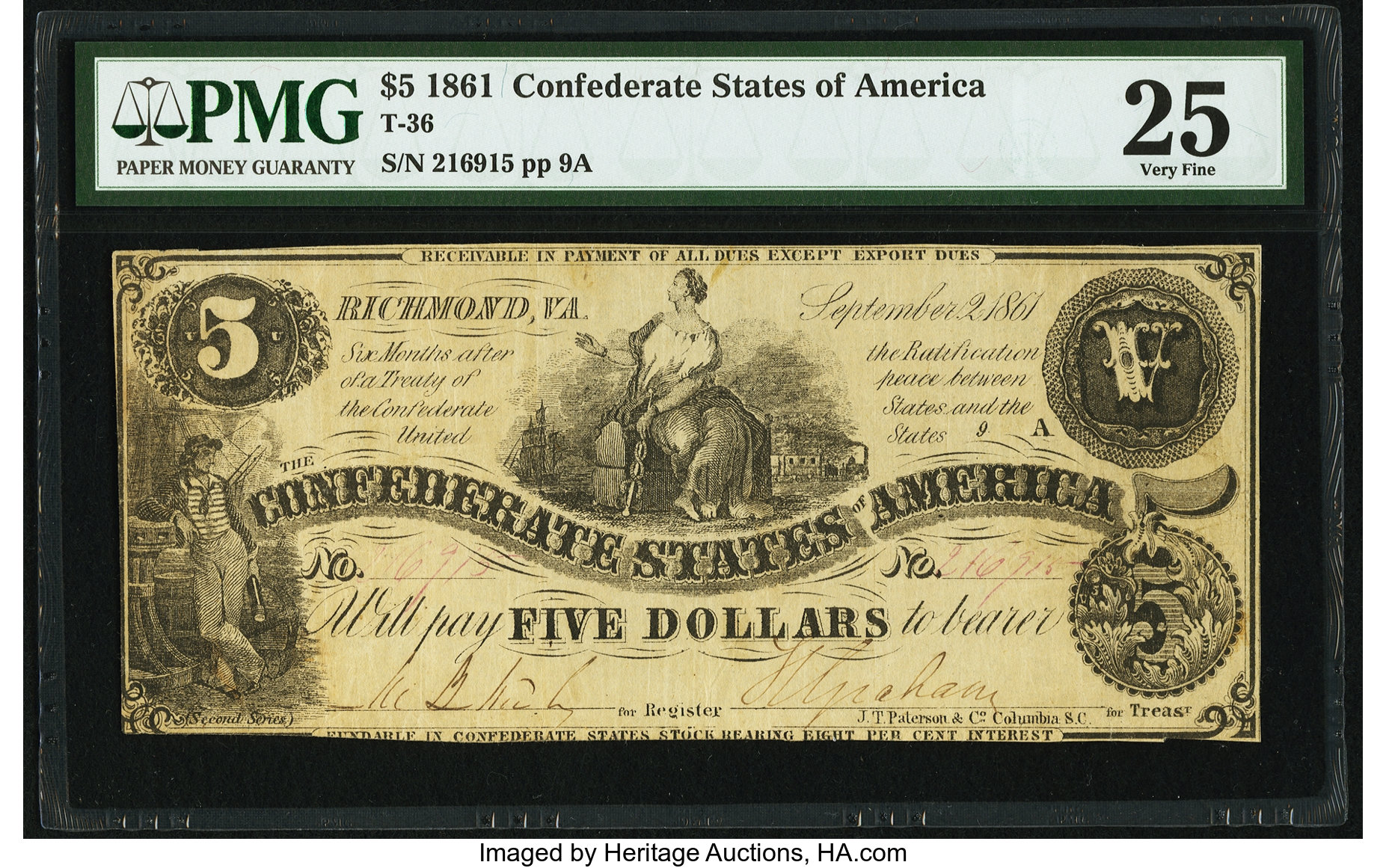 image for: T36 $5 1861 PF-4 Cr. 278 PMG Very Fine 25....
