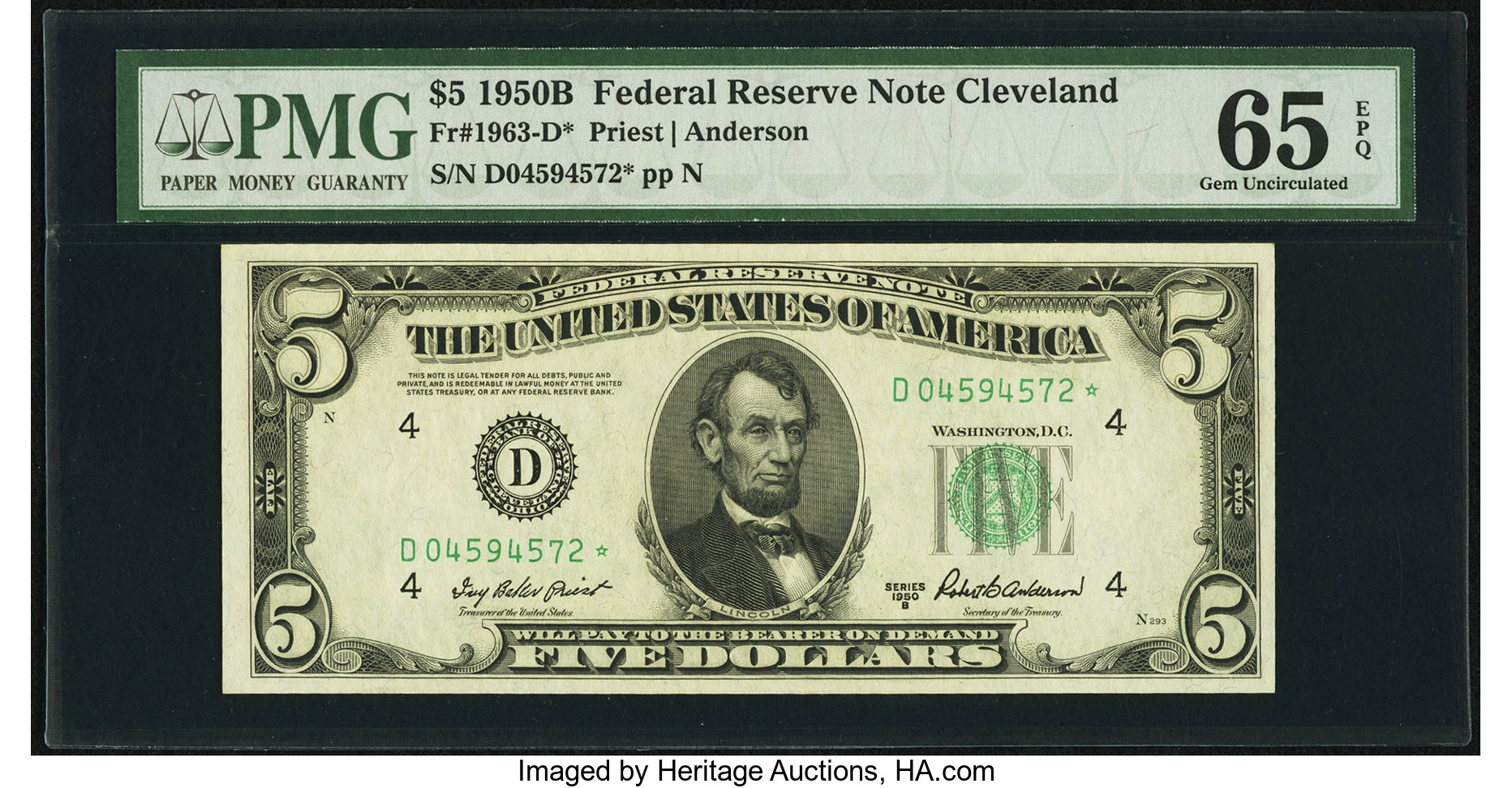 1950B $5 Replacement, Cleveland (Fr. 1963D*)