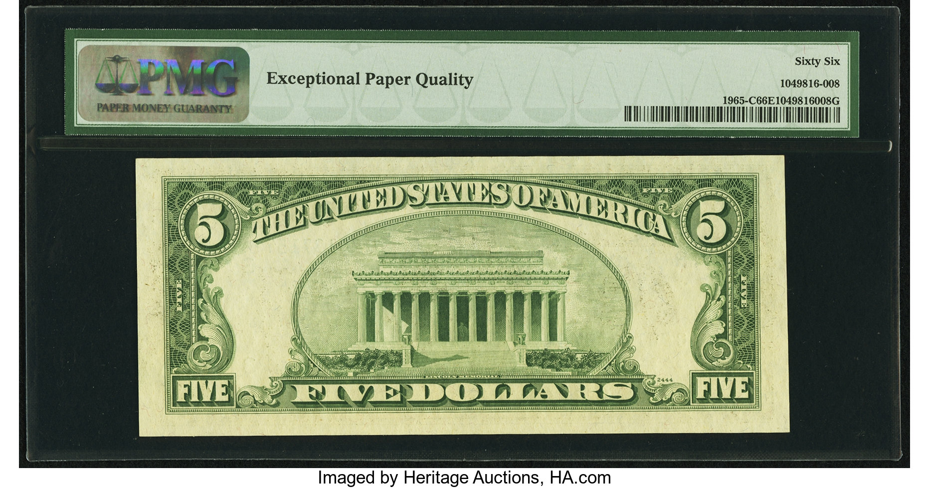 image for: Fr. 1965-C $5 1950D Federal Reserve Note. PMG Gem Uncirculated 66 EPQ....