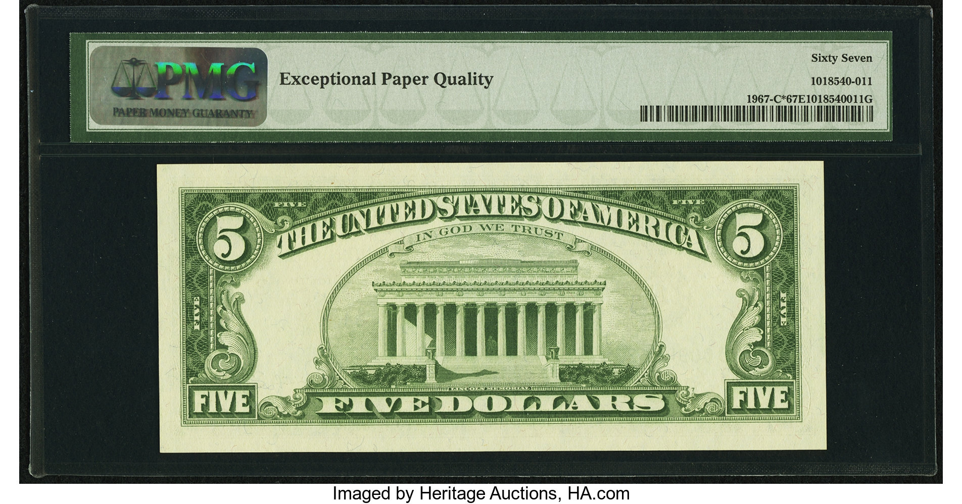 image for: Fr. 1967-C* $5 1963 Federal Reserve Note. PMG Superb Gem Unc 67 EPQ....