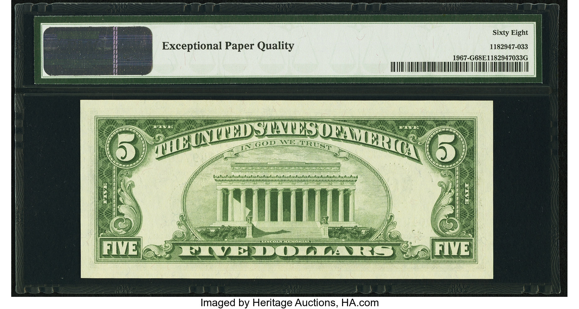 image for: Fr. 1967-G $5 1963 Federal Reserve Note. PMG Superb Gem Unc 68 EPQ....