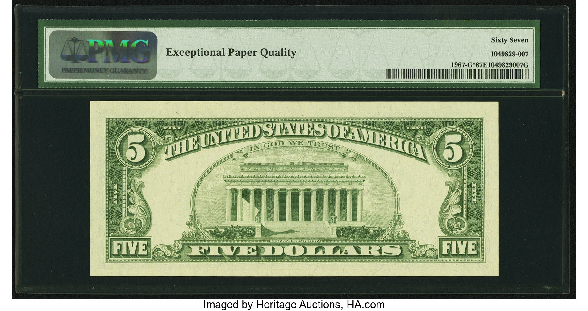 image for: Fr. 1967-G* $5 1963 Federal Reserve Note. PMG Superb Gem Unc 67 EPQ....
