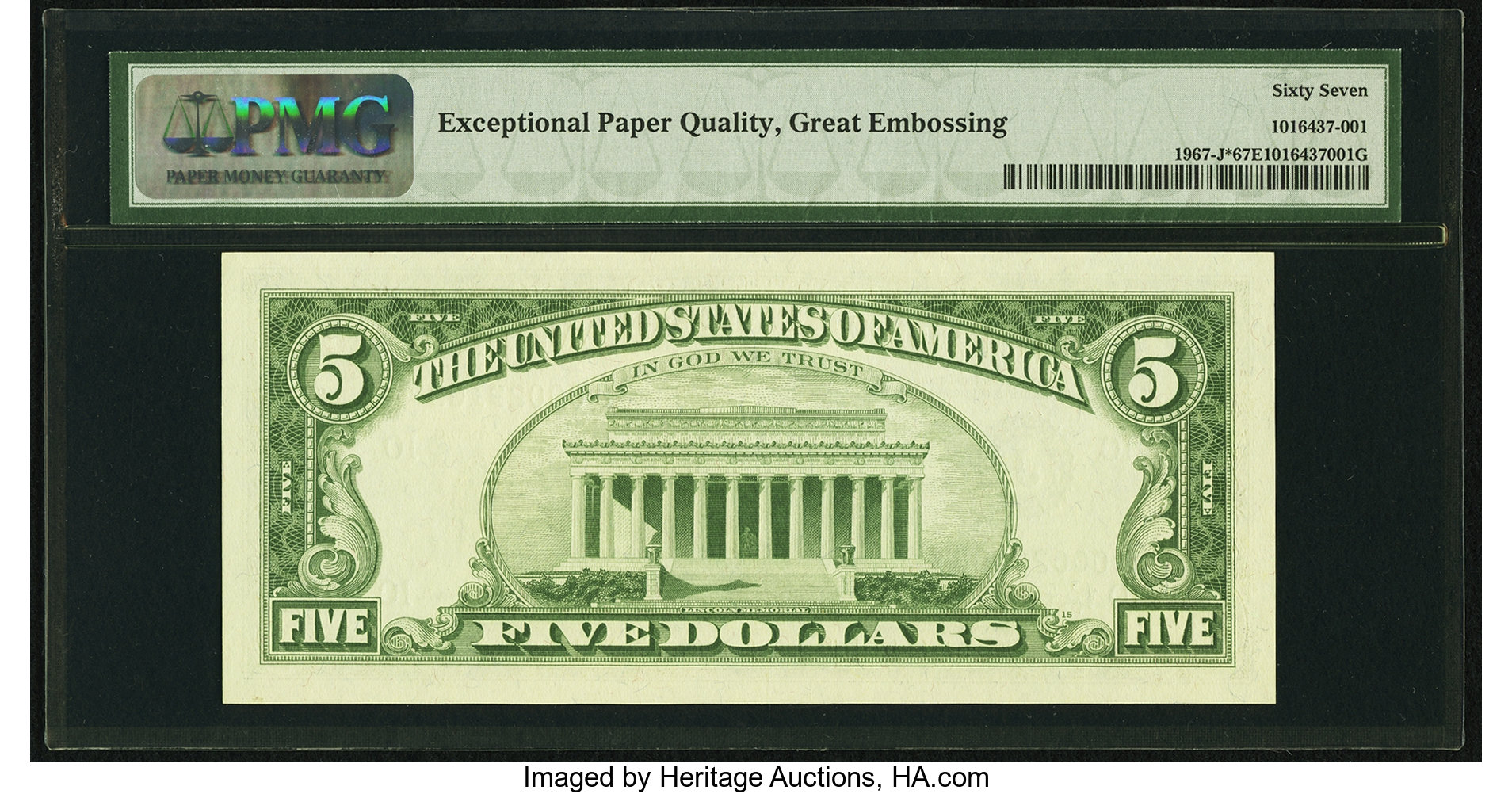 image for: Fr. 1967-J* $5 1963 Federal Reserve Note. PMG Superb Gem Unc 67 EPQ....