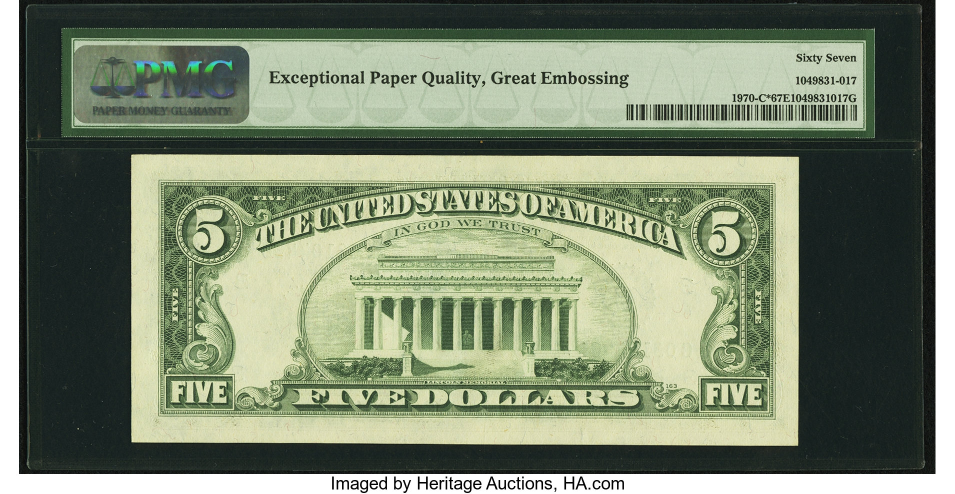 image for: Fr. 1970-C* $5 1969A Federal Reserve Note. PMG Superb Gem Unc 67 EPQ....