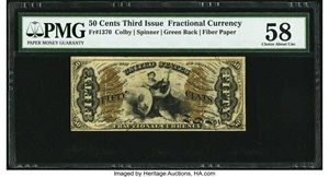 image for: Fr. 1370 50¢ Third Issue Justice PMG Choice About Unc 58....