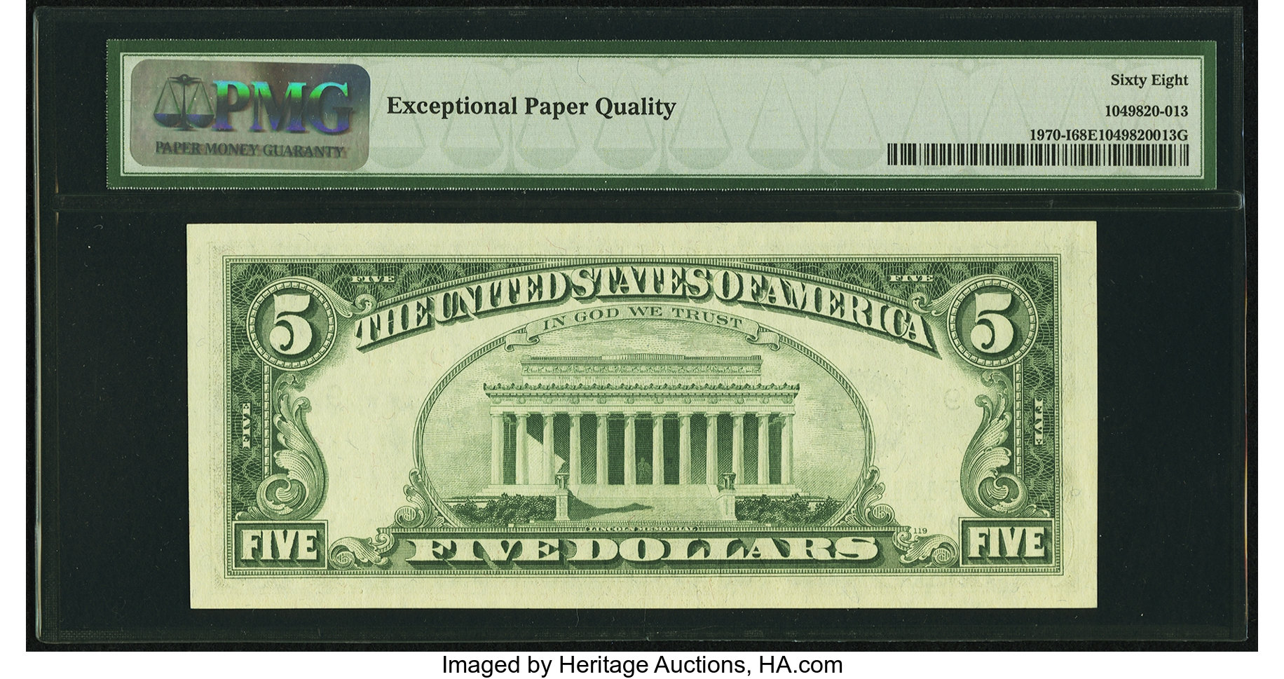 image for: Fr. 1970-I $5 1969A Federal Reserve Note. PMG Superb Gem Unc 68 EPQ....