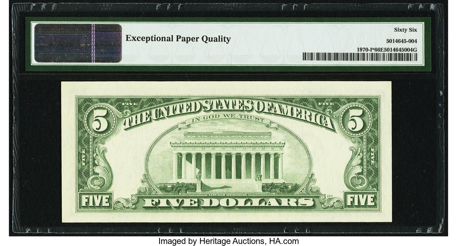image for: Fr. 1970-I* $5 1969A Federal Reserve Note. PMG Gem Uncirculated 66 EPQ....