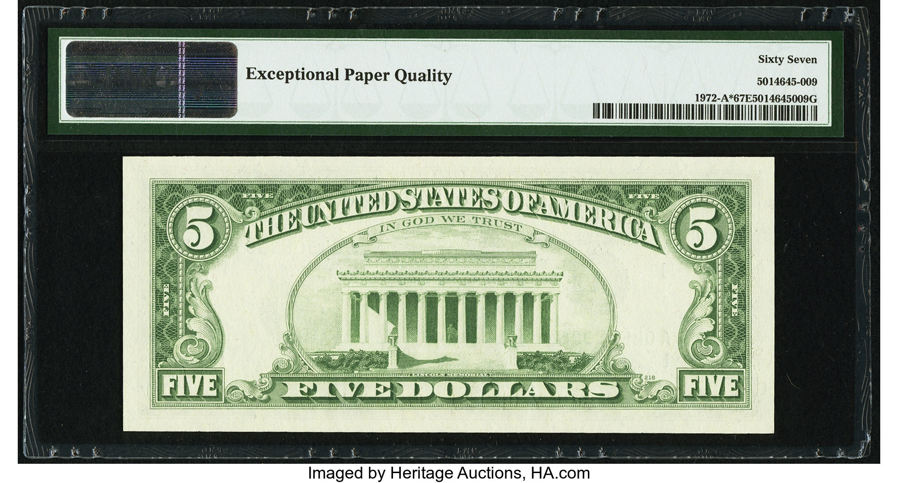 image for: Fr. 1972-A* $5 1969C Federal Reserve Note. PMG Superb Gem Unc 67 EPQ....