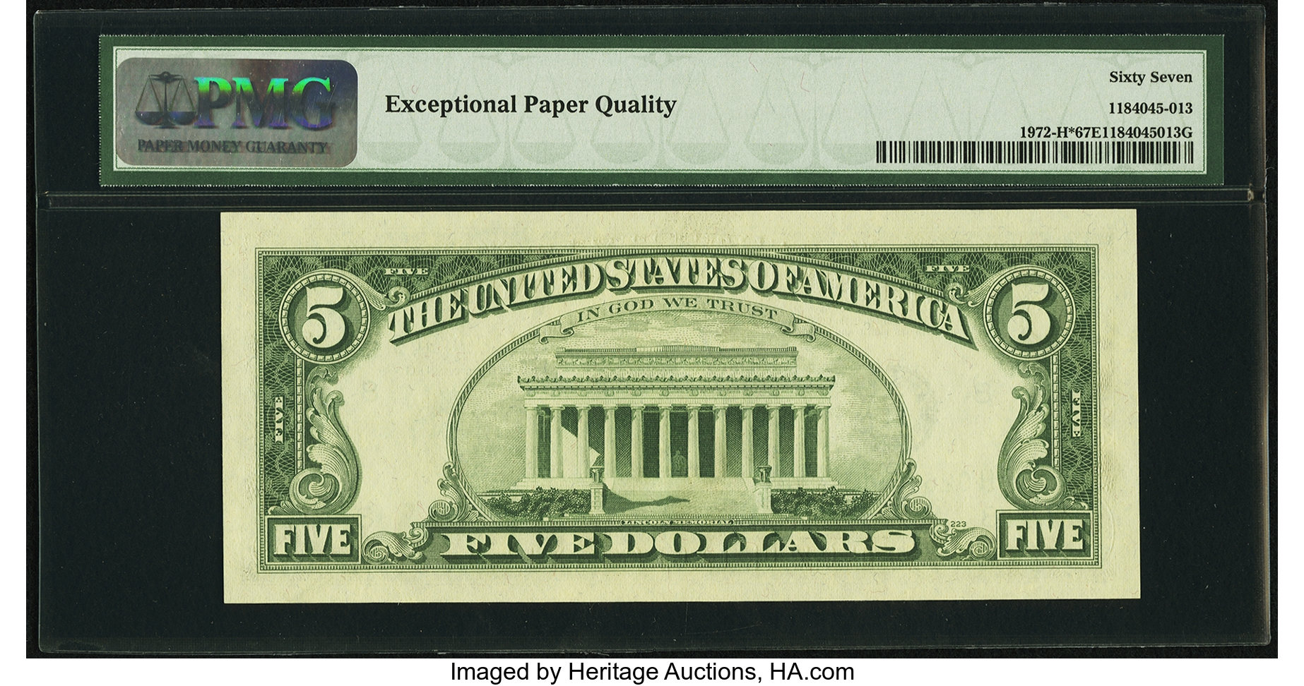 image for: Fr. 1972-H* $5 1969C Federal Reserve Note. PMG Superb Gem Unc 67 EPQ....