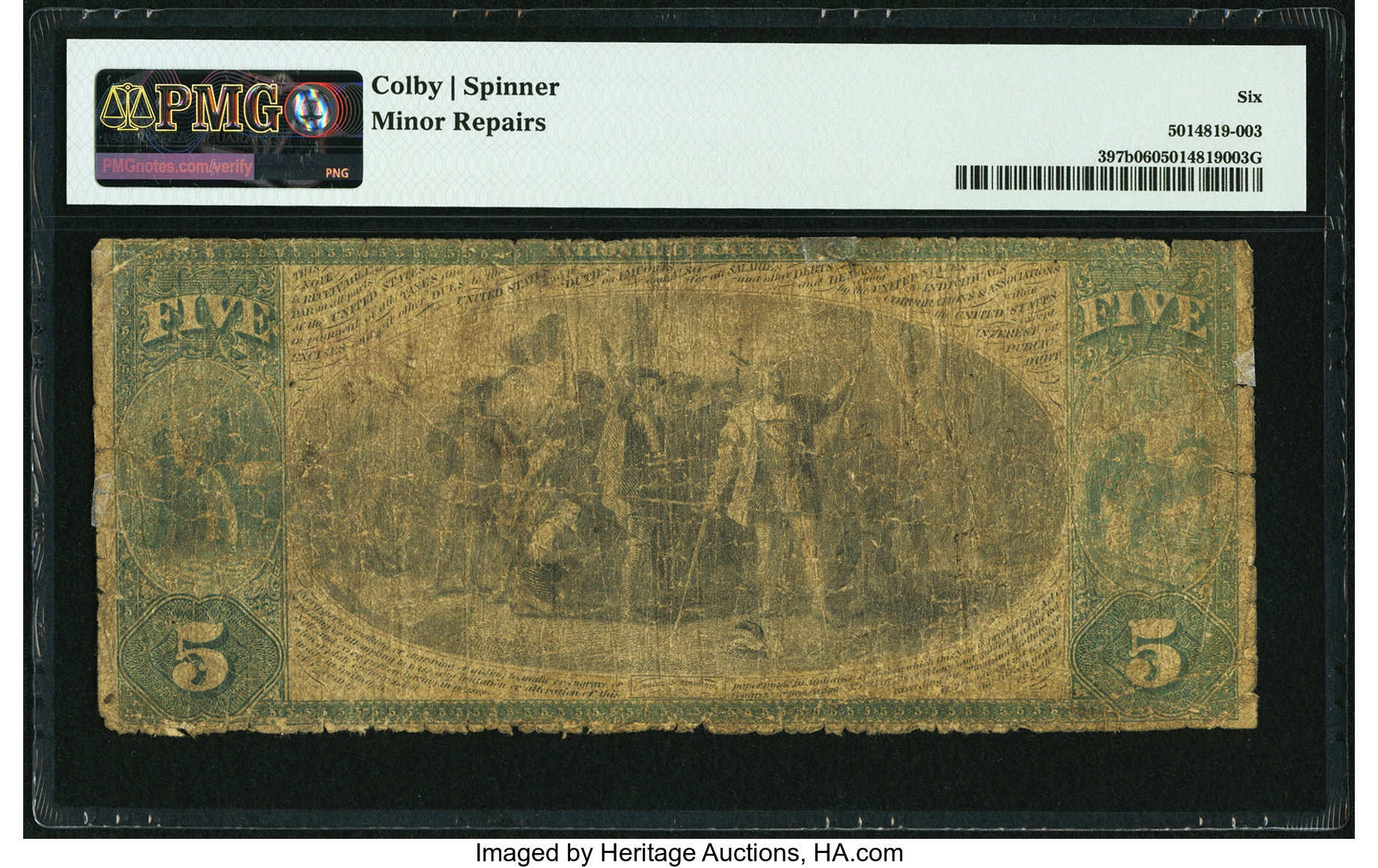 image for: Lexington, KY - $5 Original Fr. 397b The First National Bank Ch. # 760 PMG Good 6....