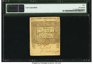 image for: Connecticut January 2, 1775 40s PMG About Uncirculated 50....
