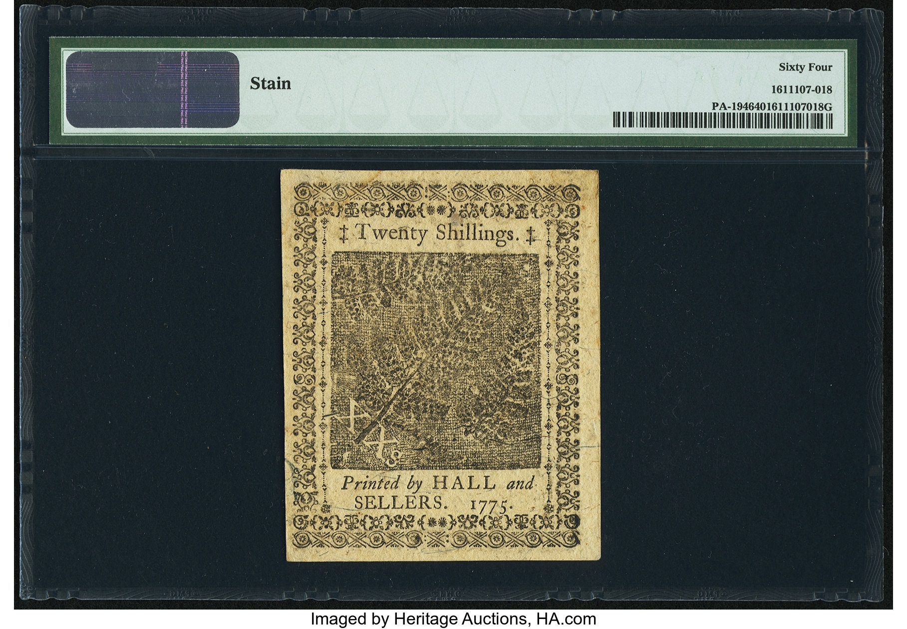 image for: Pennsylvania December 8, 1775 20s PMG Choice Uncirculated 64....