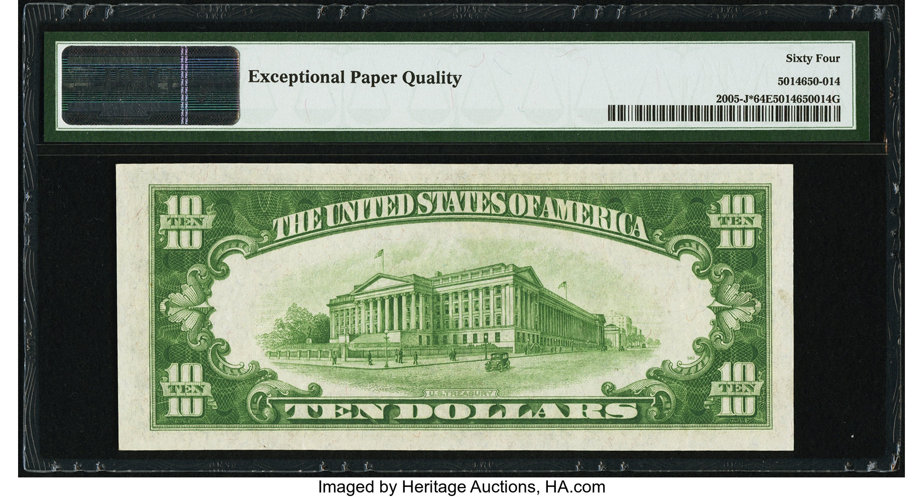 image for: Fr. 2005-J* $10 1934 Dark Green Seal Federal Reserve Note. PMG Choice Uncirculated 64 EPQ....
