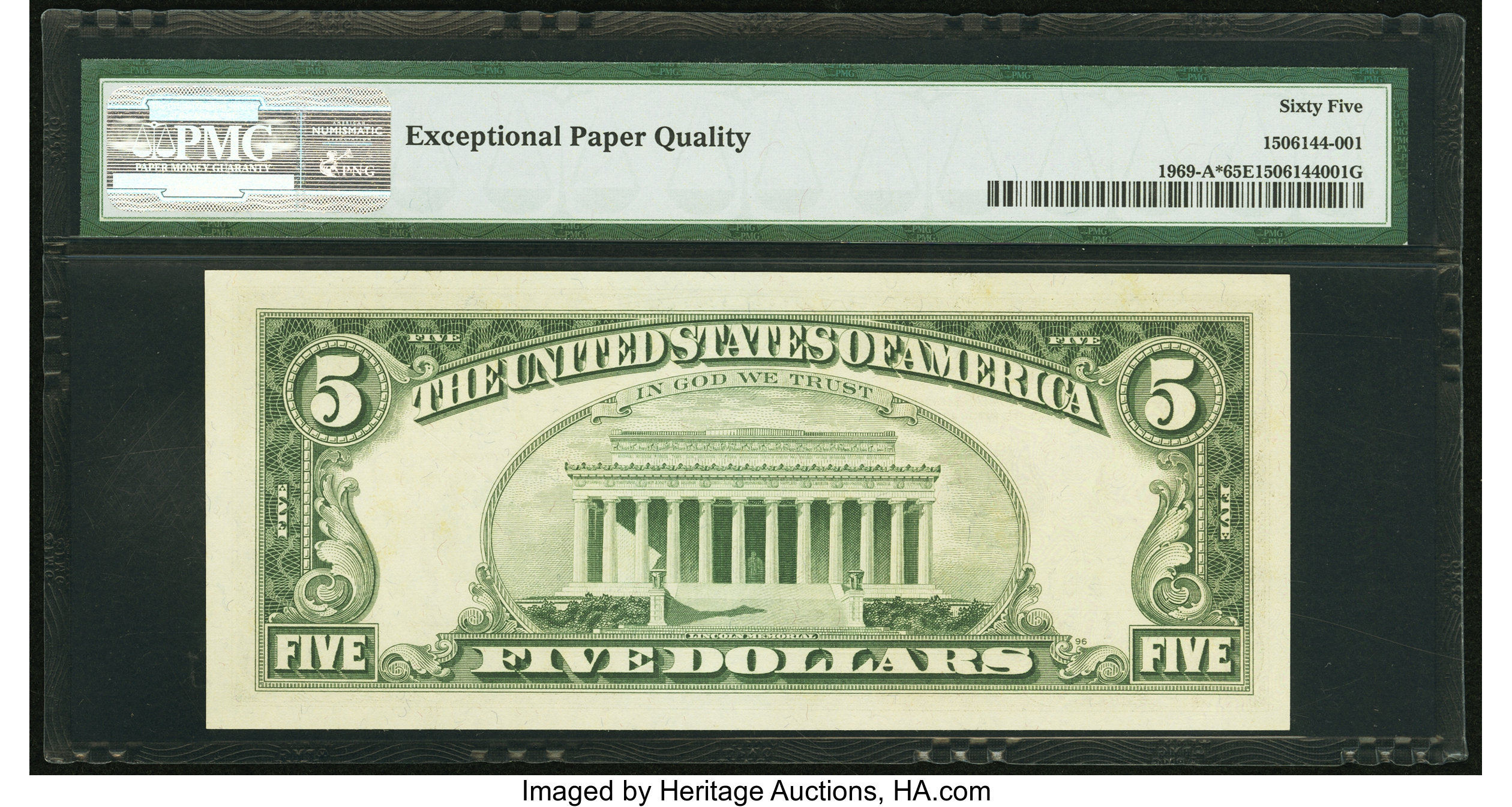 image for: Fr. 1969-A* $5 1969 Federal Reserve Star Note. PMG Gem Uncirculated 65 EPQ....